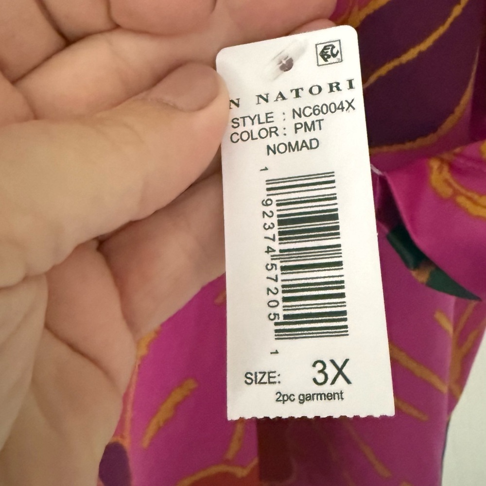 NWT N Natori Womens Fusia Floral Print 3/4 Sleeves Size 3X - Picture 4 of 6